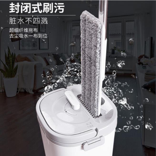 好媳婦免手洗平板拖把刮刮樂 洗脫合一木地板瓷磚旋轉墩布 2塊布4501