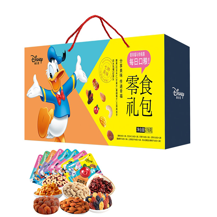 迪士尼（Disney）零食禮包堅果果干休閑零食278g網紅抖音款混合小包裝送禮禮盒